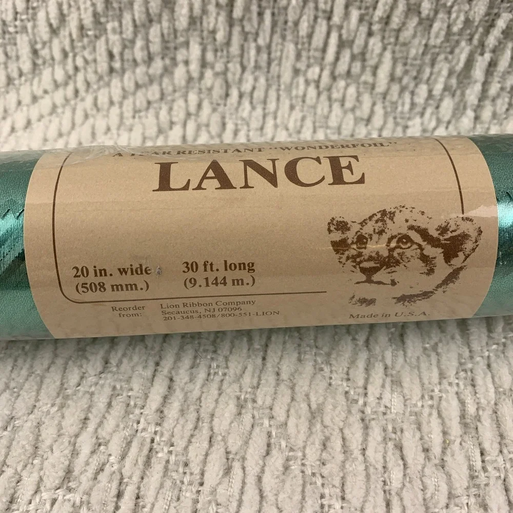 Vtg Christmas Wrapping Paper Foil Metallic Green Shiny MCM Texture NOS Lance USA